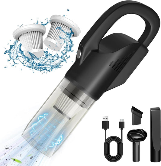 Handheld Vacuum Cordless with Strong Suction, Portable Hand Held Vac with 2 Filters, Mini Small Lightweight Rechargeable Cleaner for Car, Pet Hair, Home, Office