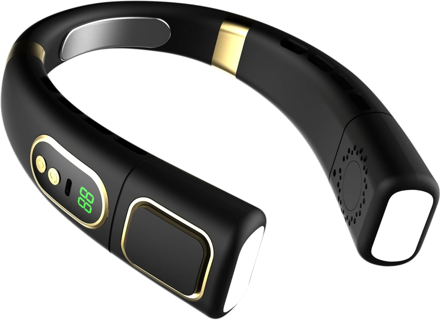 Portable Neck Fan, Hands-Free Bladeless Fan, with Three Light Modes, Battery Operated, 5 Speeds Adjustable, Faster Cooling, Ultra Quiet, Suitable for Home, Office, Travel, Sports -Black