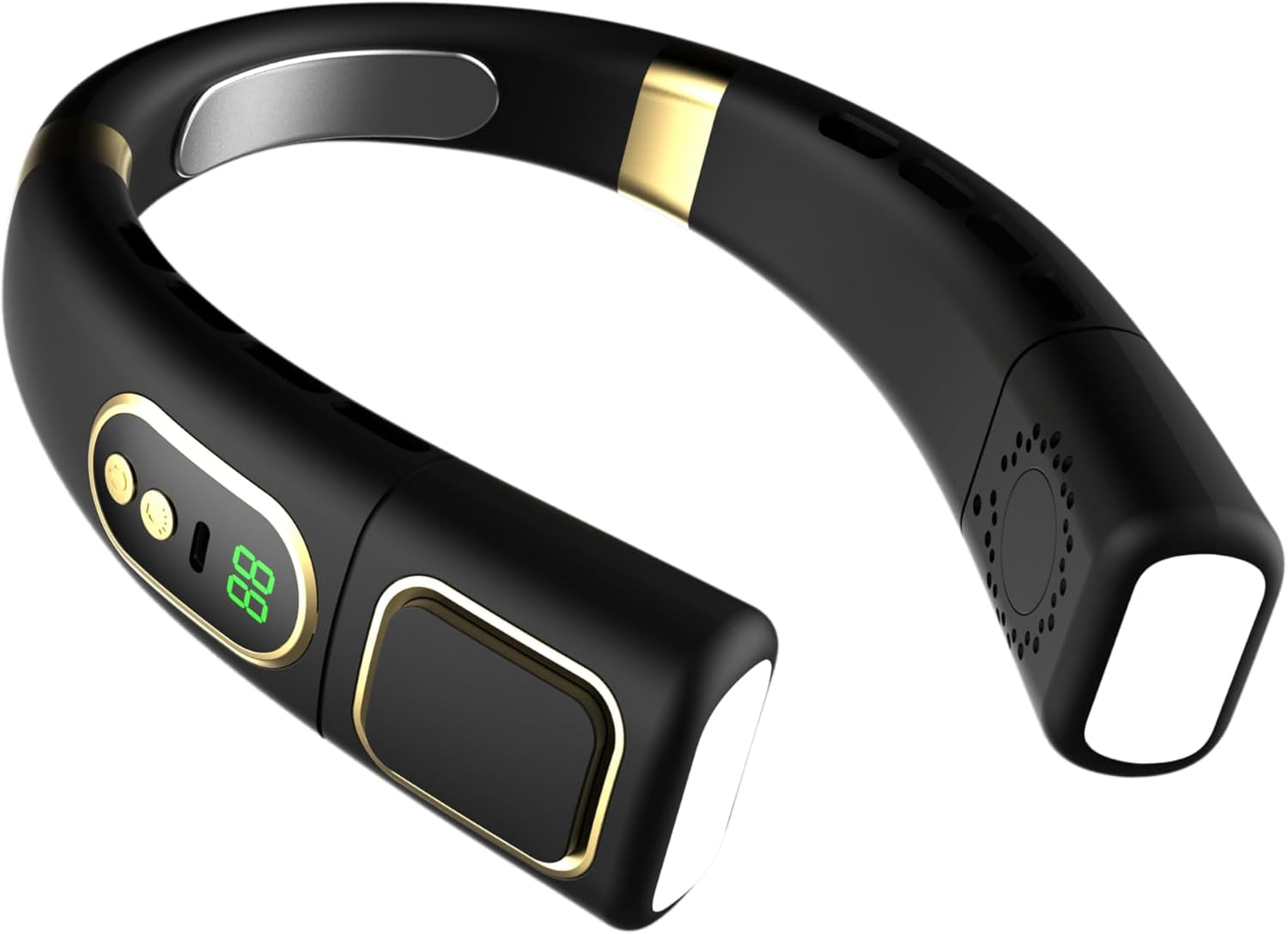 Portable Neck Fan, Hands-Free Bladeless Fan, with Three Light Modes, Battery Operated, 5 Speeds Adjustable, Faster Cooling, Ultra Quiet, Suitable for Home, Office, Travel, Sports -Black