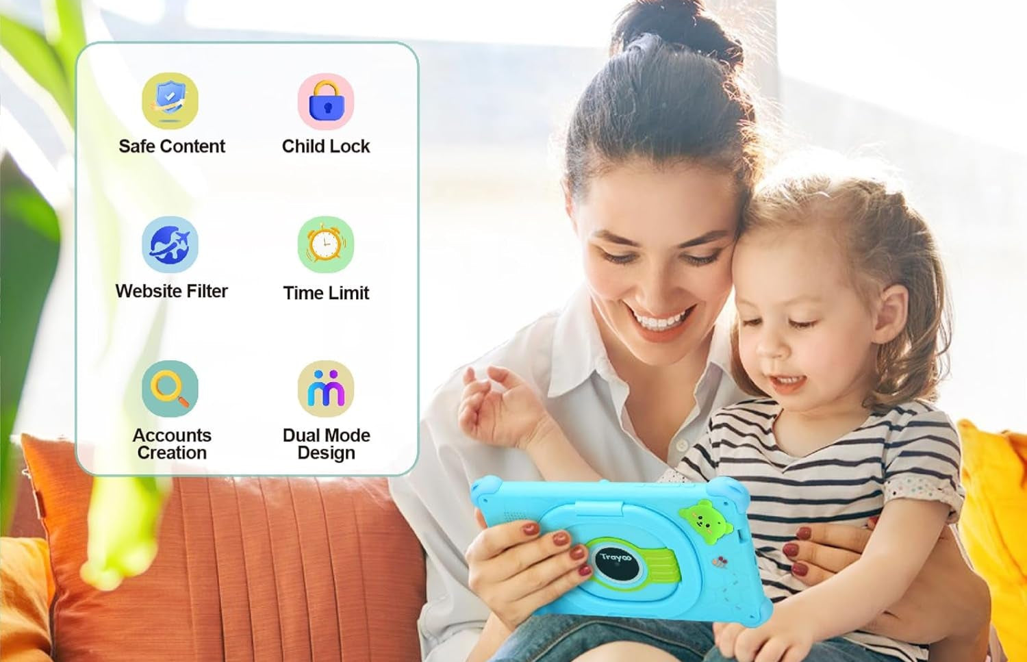 Kids Tablet, 7 Inch Tablet for Kids, 32GB Toddler Tablets with Case Included, Parental Control, Dual Camera, GMS, Wifi (Blue)