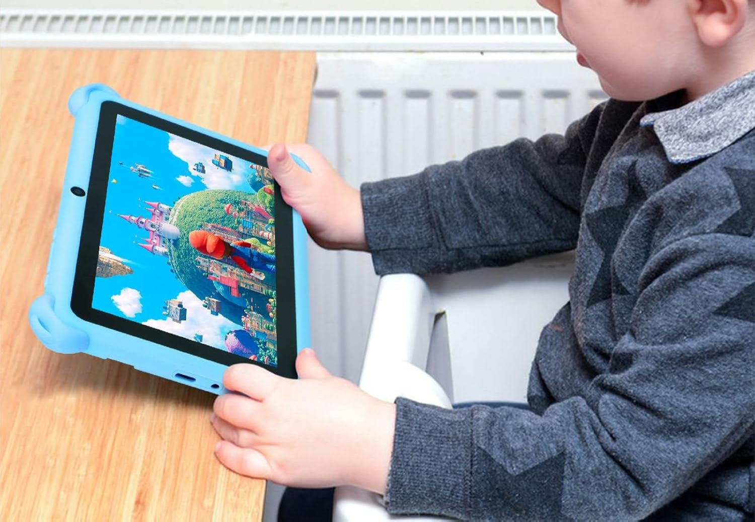 Kids Tablet, 7 Inch Tablet for Kids, 32GB Toddler Tablets with Case Included, Parental Control, Dual Camera, GMS, Wifi (Blue)